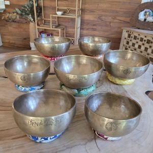 himalayan singing bowls full set antique & gold finish
